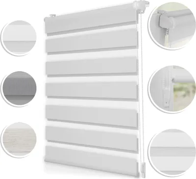 Produktbild von Roomy Doppelrollo, Weiß, 50x150 cm (BxL), Klemmfix ohne Bohren, blickdicht, Sonnenschutz, mit Montageschiene, Stoff, seitlicher Kettenzug, Klemmbereich 10-21 mm