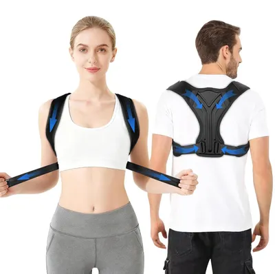 Image de Correcteur de posture - Support lombaire - Posture droite - Réglable - Tour de poitrine 60-110 cm - Noir