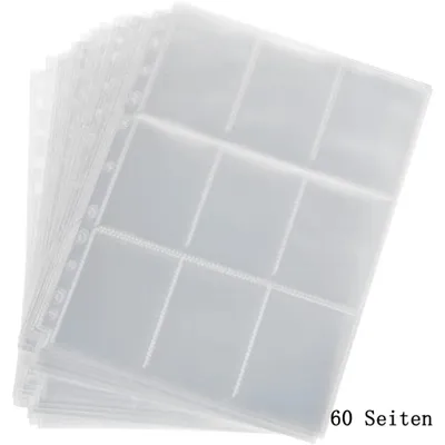 Produktbild von 450 Fächer für Sammelkarten, 50 Seiten pro 9-Fächer-Sammelmappe, neutral, transparent, Zubehör für Sammelkarten