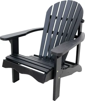 Produktbild von Gartenstuhl im Design eines Adirondack Stuhl, Gartenstuhl-Hochlehner aus Holz, schwarz