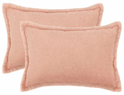Image de vidaXL Housse de coussin 2 pièces, HOUTEN, rose, 30 x 50 cm, texture bouclé