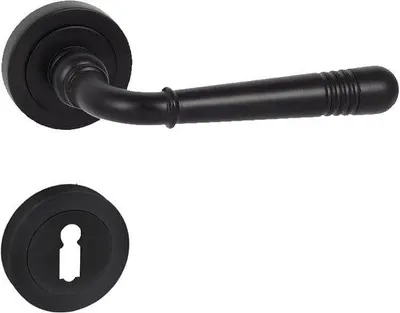 Produktbild von Famanu Türdrücker Set Schwarz - Runde Rosette - Geeignet für Innen-, Büro- und Kellertüren