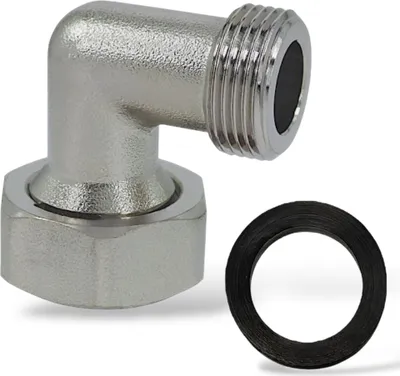 Produktbild von Winkel 90° Messing vernickelt 3/4" AG x 1" IG Überwurfmutter mit EPDM Dichtung