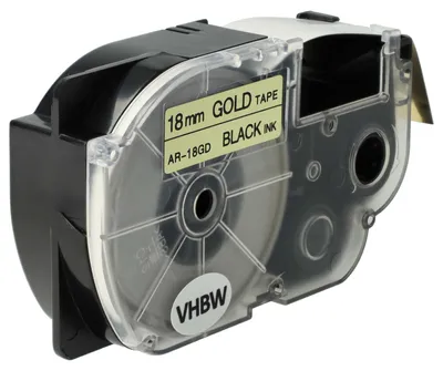 Produktbild von vhbw Schriftband-Kassette Ersatz für Casio XR-18GD, XR-18GD1 für Etiketten-Drucker 8m x 18mm Schwarz auf Gold, pet+ RESIN
