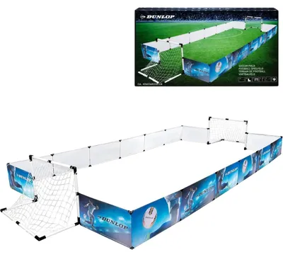 Produktbild von Dunlop Fußball Set, eingezäuntes Fußballfeld mit 2 Fußballtoren, Fußball und Pumpe, Zaun Fußballkäfig, 426 x 235 x 36 cm