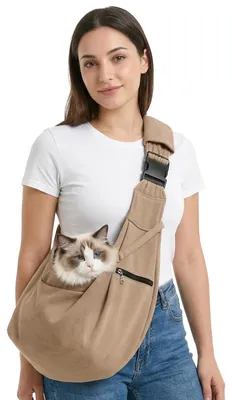 Hundetragetasche für kleine Hunde & Katzen, Khaki, Large