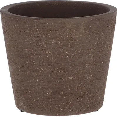 Image de Pot de fleurs rond en terre cuite - Marron - D 15 x H 13 cm