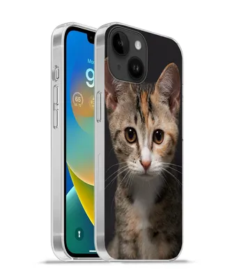 Produktbild von MuchoWow® Handyhülle Schutzhülle Hülle für Apple iPhone 14 - Softcase Katze - Schwarz - Porträt Silikon Softcase Handy Hülle - Mobiltelefonhülle
