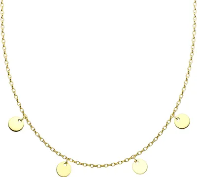 Produktbild von viva-adorno Edelstahl Damenkette mit Plättchen Coin Kette Halskette Runde Anhänger 44cm Länge HK42,gold
