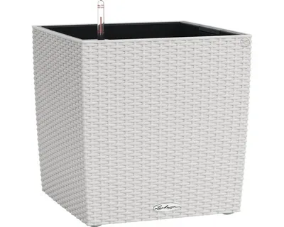 Obrázek produktu pro Plastový samozavlažovací květináč Lechuza Cube Cottage 30 x 30 x 30 cm světle šedý včetně zavlažovacího systému, vložky na rostliny, substrátu a ukazatele hladiny vody