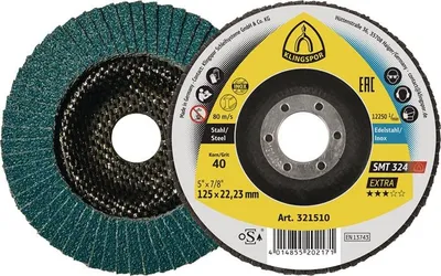 Produktbild von KLINGSPOR Fächerscheibe SMT 324 Extra Ø 125 mm Körnung 40 flach INOX Zirkonkorund - 321646