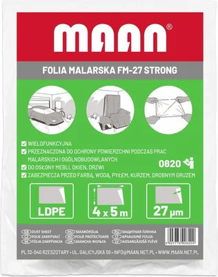 Zdjęcie produktu dla Folia malarska FM-27 STRONG 4 x 5 m (3 GRUBA SUPER)
