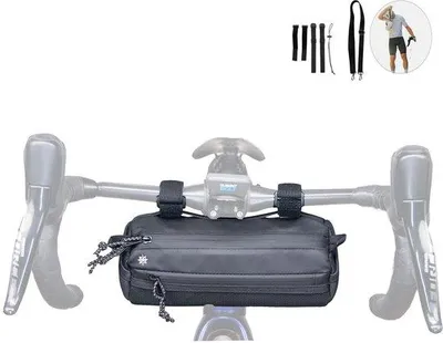 Immagine prodotto di Borsa da bici nera, borsa da bici, borsa da bici, borse da bici, manubrio, vano portaoggetti per mountain bike, borsa da bici