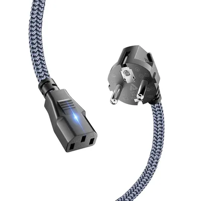 Produktbild von 3,0 m Netzkabel CEE 7/7 auf IEC 60320 C13,Nylon Euro Anschlusskabel für Monitore, PC, Drucker, Scanner, TV