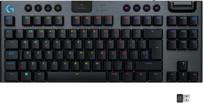 Produktbild von Logitech G 915 Lightspeed Mechanische Gaming-Tastatur, kabellos, tiefes Profil, GL-Tactile Switches, LIGHTSYNC RGB, ultradünnes Design, +30 Stunden Akkulaufzeit, Italienisch QWERTY - Schwarz