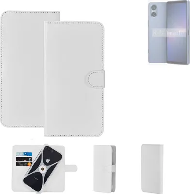 Produktbild von K-S-Trade Handy Hülle Schutz Hülle kompatibel mit Sony Xperia 5 V Cover Case Bookstyle Bumper weiß 1x
