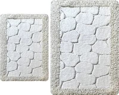 Image de Set de tapis de bain n coton - 50x60 cm & 60x100 cm, antidérapant