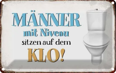 Produktbild von vianmo Blechschild 20x30 cm Männer mit Niveau sitzen auf Klo Spruch Zitat