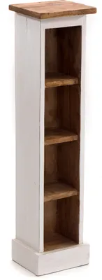 Produktbild von HOLZ CD REGAL "CD TOWER" | 76cm(H), Holzregal, CD Rack mit 4 Fächern | Farbe: 06 weiß-landhaus