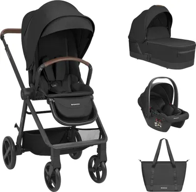 Produktbild von Kikka boo Kombikinderwagen Mia 3 in 1 Babywanne Babyschale Wickeltasche Matratze schwarz