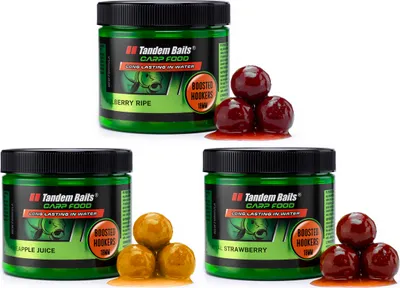 Produktbild von Tandem Baits 3-er Set Carp Food Boosted Hookers Fruit Flavour Mix, Karpfenfutter, Karpfen Angeln ohne Mühe, Köder Große-Fische-Angeln, Karpfenzubehör Profis & Hobby-Angler, Angelfutter 18mm 3g