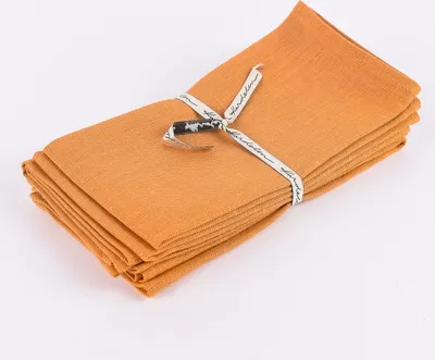 Produktbild von Leinenservietten Stoffservietten Erik 4 Stück 44x44cm dunkelgelb ocker