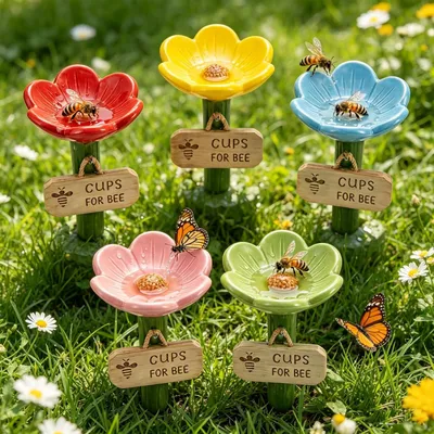 Image de Ensemble de 3 abreuvoirs en forme de fleur pour les pollinisateurs