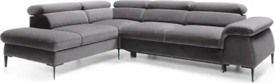 Produktbild von FURNLUX Ecksofa Blau Grau Und Schwarz 280cm / Hauptfarbe: Grau / Abmessungen: 280 x 94 x 214 cm