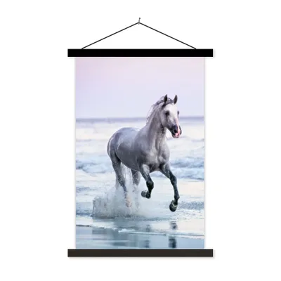 Produktbild von MuchoWow® Textilposter Pferd - Meer - Pastell 120x180 cm mit schwarzem Rahmen - Fotos