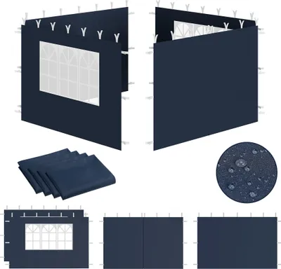 Obrázok produktu pre Bočné steny Zelsius pre pavilón 3x3 m, 4-dielne, modré, bočná stena záhradného stanu s oknom, UV30