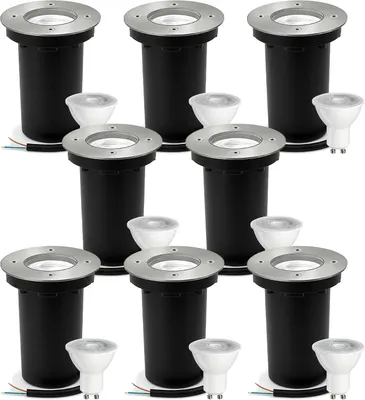 Immagine prodotto di Faretto da incasso a pavimento, in acciaio inossidabile, con grado di protezione IP65, impermeabile, per uso esterno, ideale per l'illuminazione del giardino