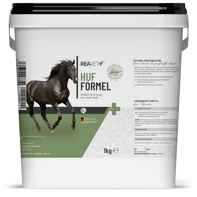 Produktbild von REAVET Hufformel Pferde und Ponys 1 kg - Naturprodukt aus nährstoffreichen Kräutern für gesunde, Starke Hufe, Futterergänzung, natürliche Hufpflege