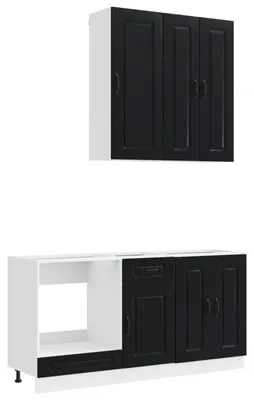 Produktbild von vidaXL Kücheneinheit KALMAR 5 stk. Schwarz Holzwerkstoff