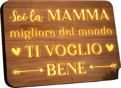 Image de Tableau en bois avec éclairage Cadeau pour maman 22 x 16 cm