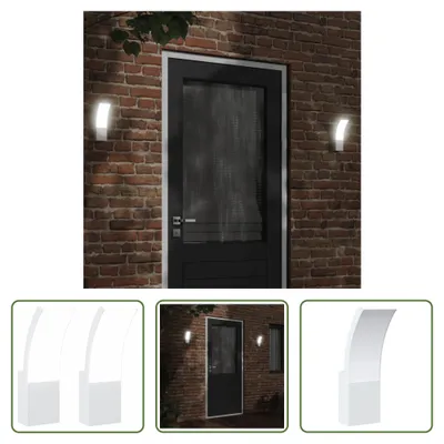 Image de The Living Store Applique murale d'extérieur LED 2 pcs. Blanc Aluminium moulé sous pression