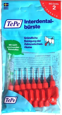 Produktbild von TePe Interdentalbürsten - 8 Stück, 0,5 mm Roter Griff - Für effektive Zahnzwischenraumreinigung