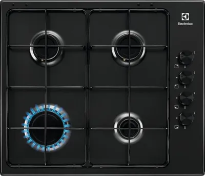 Produktbild von Electrolux KGS6404B, Schwarz, Integriert, 60 cm, Gaskochfeld, 4 Zone(n), 4 Zone(n)