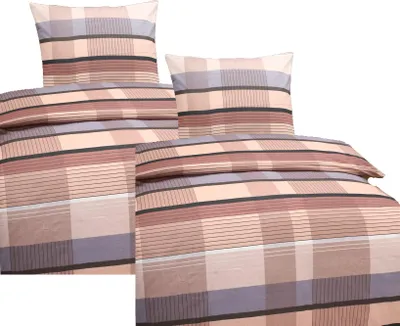 Produktbild von Hochwertige Baumwolle Bettwäsche Kariert Beige 135x200 80x80cm: 4 tlg.