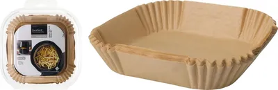Imagen del producto de Papel de horno para freidoras de aire, 16 x 16 cm, 50 unidades, con revestimiento de silicona en ambas caras, antiadherente