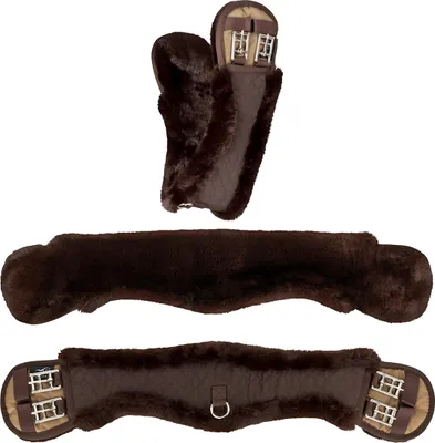 Produktbild von Equinate Mondgurt anatomisch mit synthetischem Lammfell 50cm Braun