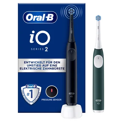 Produktbild von Oral-B iO Series 2, Erwachsener, Vibrierende Zahnbürste, Tägliche Pflege, Sensibel, Super sensitive, Schwarz, Grün, 2 min, Rund