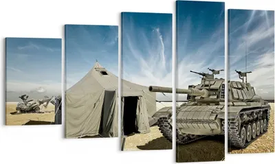 Produktbild von Bild auf Leinwand - Leinwandbild - Panzer Poligon Feld - 100x60cm - Wand Bild - Wanddeko - Leinwanddruck - Bilder - Kunstdruck - Wanddekoration - Leinwand bilder - Wandkunst - EG100x60-3723