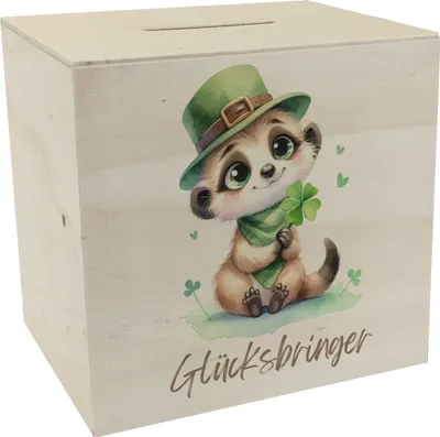 Produktbild von Erdmännchen Glücksbringer Spardose aus Holz