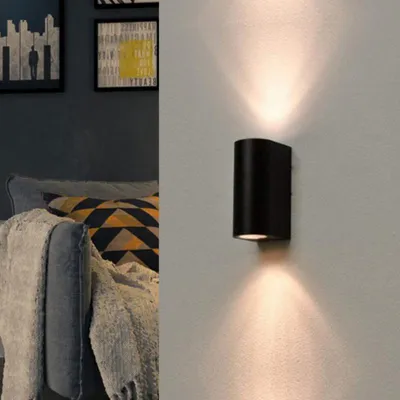 Image de Applique Murale Noire LED IP44 double faisceau GU10