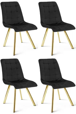 Imagen del producto de Estilo: Elegancia. Silla Cieza - Terciopelo negro / Patas doradas (4 unidades)