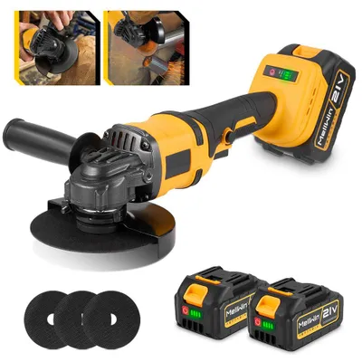 Produktbild von Akku-Winkelschleifer Bürstenloser 125 mm Schleifer mit 2x Akku，12000U/min Elektrischer Winkelschleifer für Präzises Trennen und Schleifen