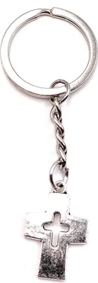 Produktbild von Onwomania Schlüsselanhänger Kreuz Silber Metall Anhänger Charm