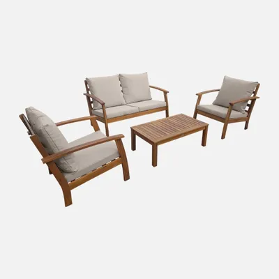 Produktbild von sweeek - Gartenlounge-Set für 4 Personen - Holzfarben