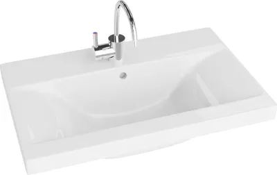 Produktbild von LAVITA Möbelwaschtisch Kalifornia 600 | Möbelwaschbecken | Waschbecken mit Überlauf und Hahnloch | Aus hochwertigem Porzellan | Waschtisch | 61x39x18 cm | Weiß Glanz