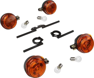 Zdjęcie produktu dla Zestaw: 4 kierunkowskazy kompletne, lampy + 12V i kierunkowskazy czarne - dla Simson S50, S51, S70